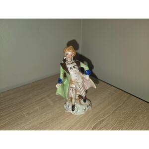 Vintage Occupied Japan Porcelain Hand Painted Man Lady Victorian Figurine 4.5"
